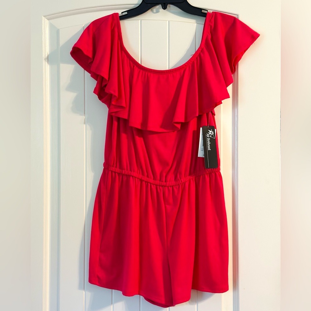 New hot pink romper off shoulder
